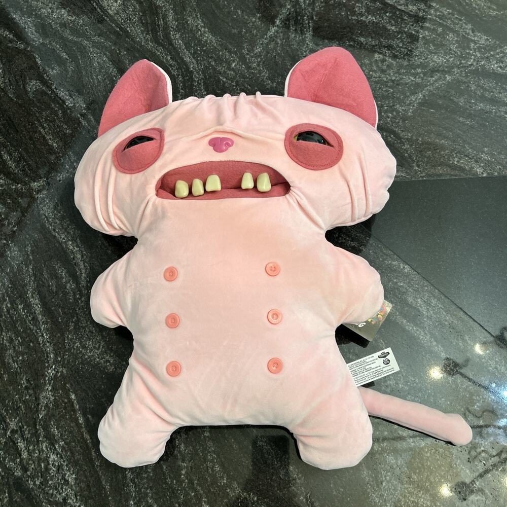 Fuggler Bigg Fugg 18" Wrinkle McStinkles Hairless Pink Sphinx Cat Pillow Plush